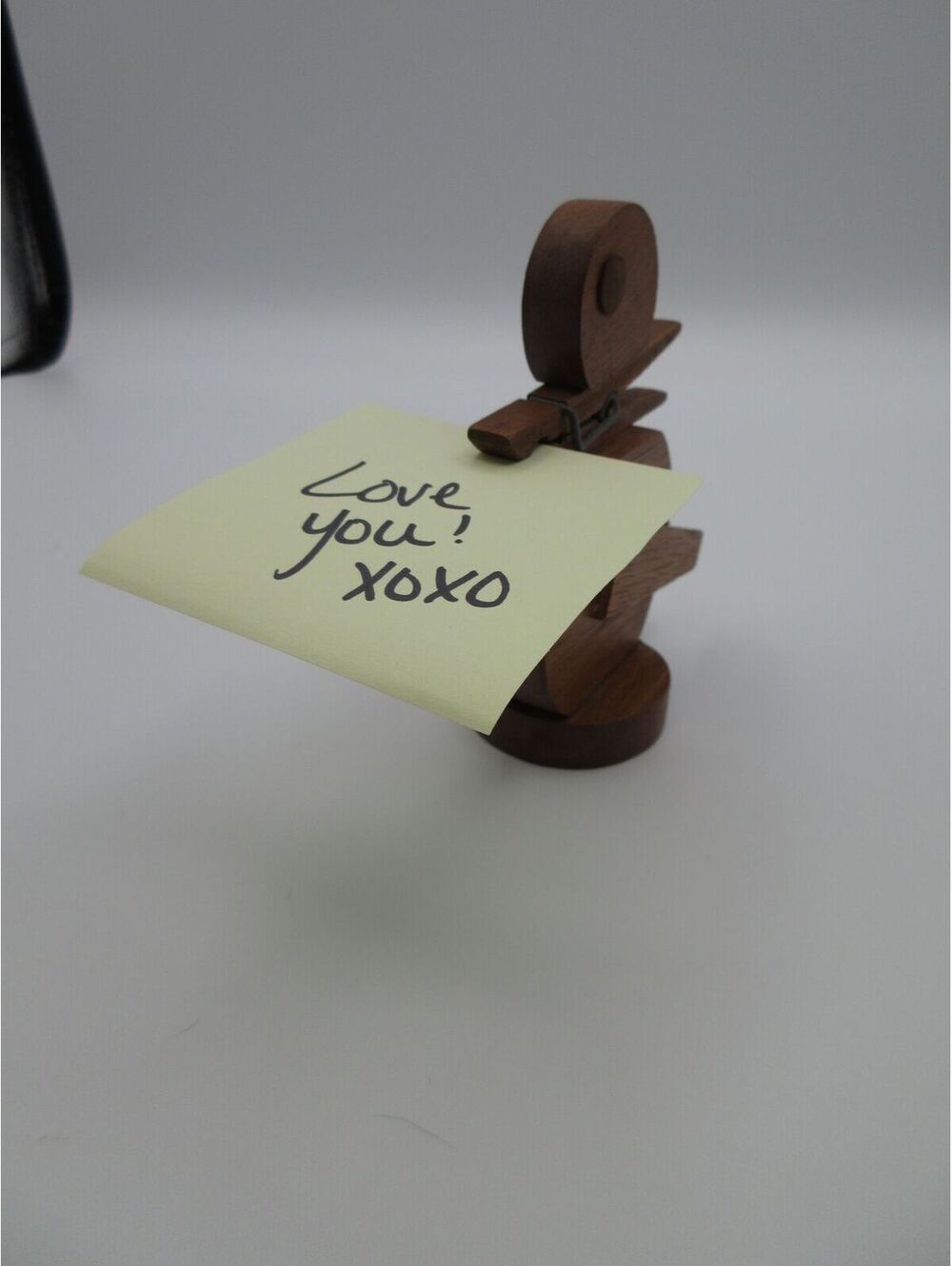91. Vintage Wooden Snail Note Holder Clothespin Memo Clip Folk Art
